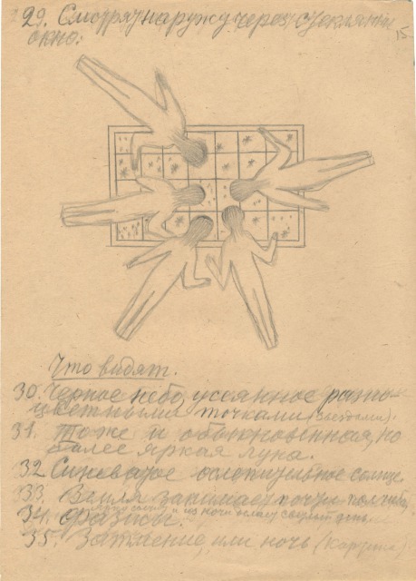 コンスタンチン・ツィオルコフスキー|手稿(『宇宙旅行アルバム』より)|1933年|鉛筆、紙|31.1×22.7 cm|所蔵:ロシア科学アカデミー・アーカイブ(ARAS)|ARAS. F. 555. File 84. Sheet 15.