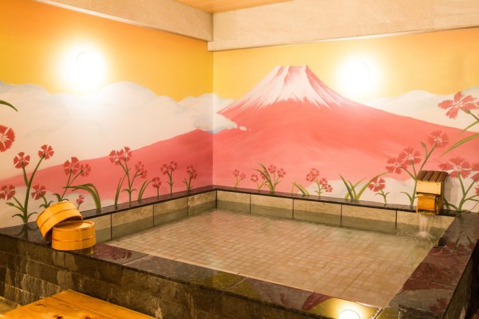 涉谷NADESHIKO HOTEL SHIBUYA大浴場與富士山背景