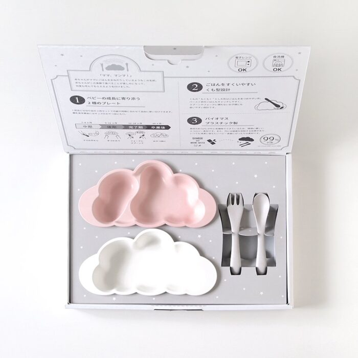10mois_mamamanma雲朵餐盤組_粉紅白色餐盤禮盒