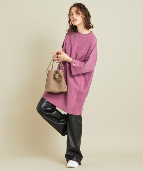 紫色厚棉質T恤式連身裙