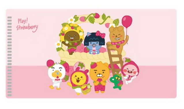 KAKAO FRIENDS-大集合草莓款口罩收納夾( 粉紅)