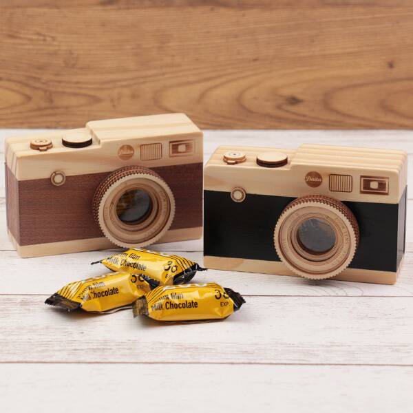 萊卡風木製相機巧克力罐兩色