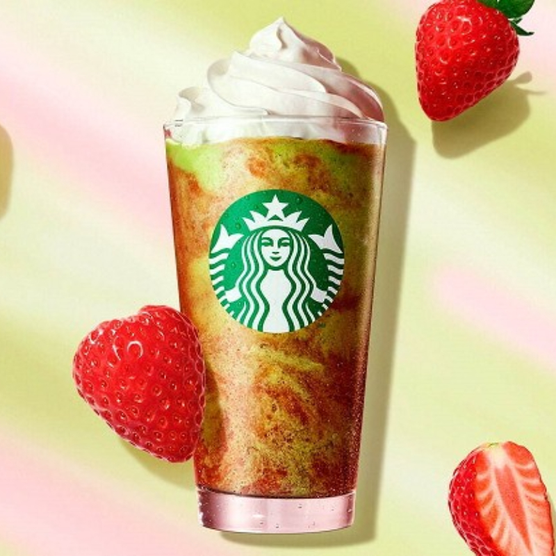 日本星巴克超短期間限定商品「抹茶草莓奶油星冰樂」晚來就喝不到啦！