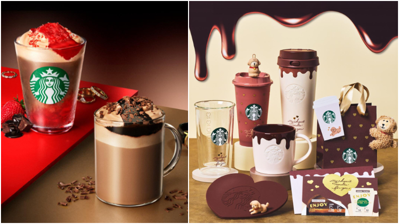 日本星巴克情人節商品預告！甜蜜巧克力、粉嫩貓貓、愛心透明杯太可愛