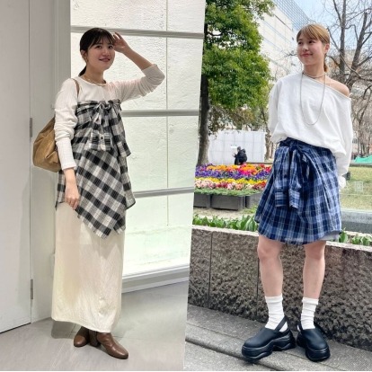 把襯衫變裙子超時髦！特搜日本街頭女生最愛「格紋襯衫裙 X 4LOOK 」點亮搶眼細節