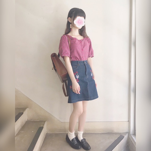 復古碎花牛仔A字裙