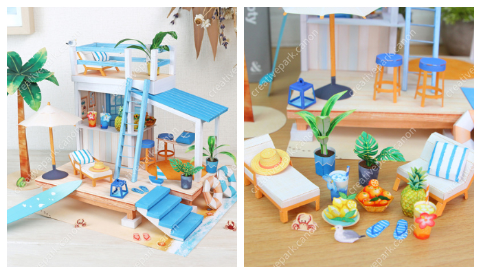 日本佳能_Canon_紙模型_袖珍模型_miniature_微型模型_海邊小屋