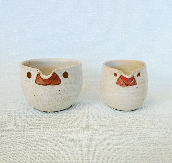 陶房呑器 文鳥陶器