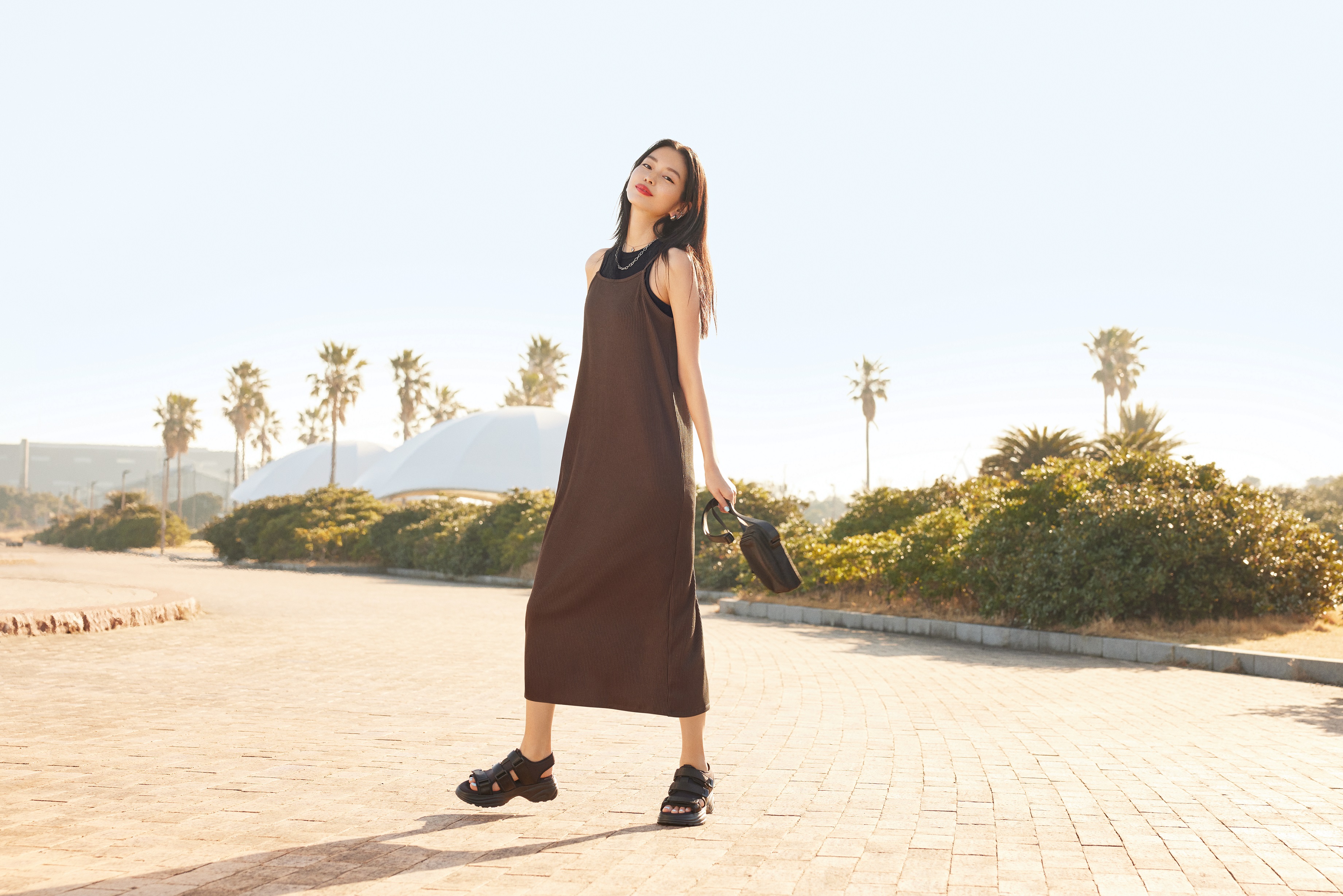 女裝羅紋細肩帶連身裙