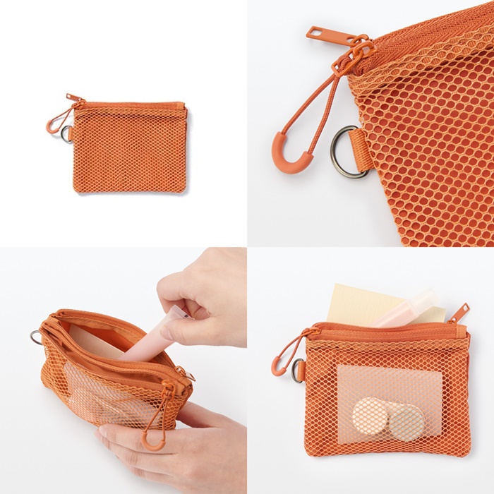 聚酯纖維雙拉鍊袋 S.橘