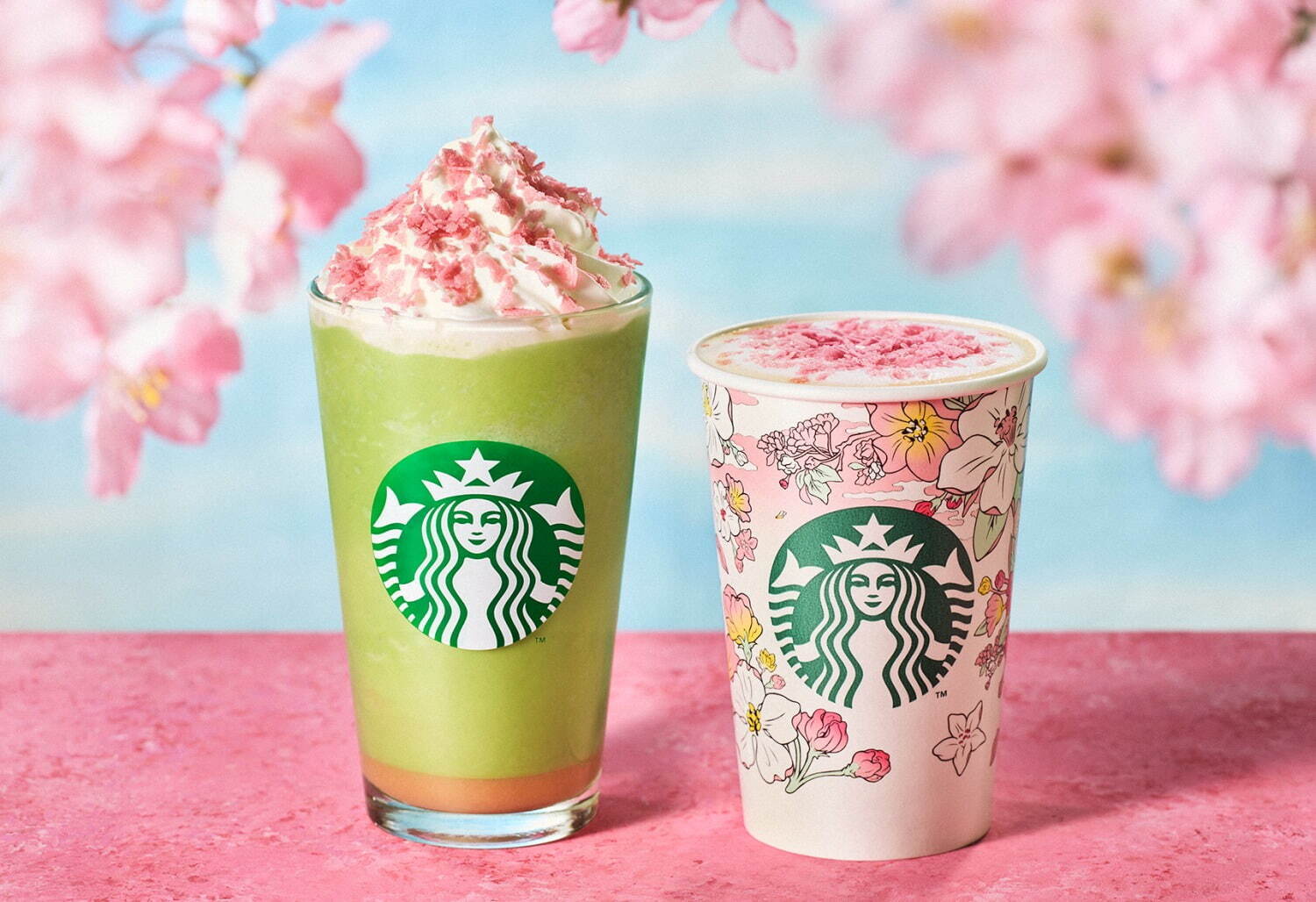日本星巴克櫻花季_櫻花季限定飲品_賞櫻抹茶星冰樂_ 賞櫻黃金拿鐵