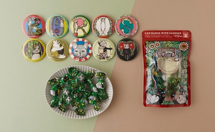 缶バッチ付きのキャンディ