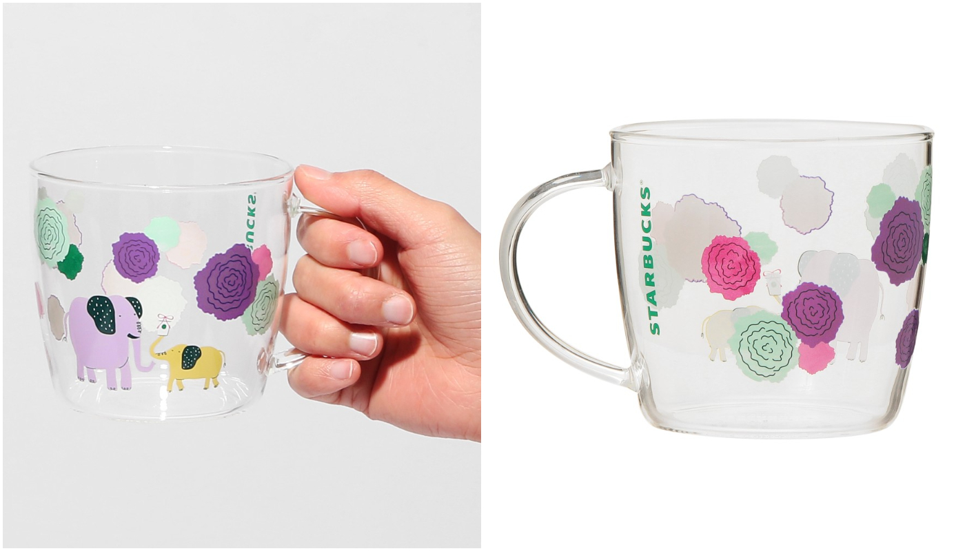 日本星巴克_カラーチェンジング耐熱グラスマグエレファントカーネーション_大象康乃馨變色耐熱玻璃馬克杯