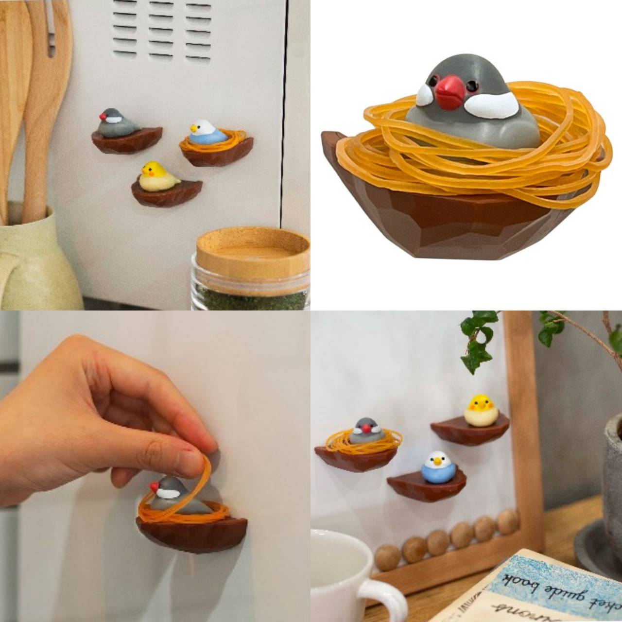 可愛橡皮筋收納鳥巢磁鐵