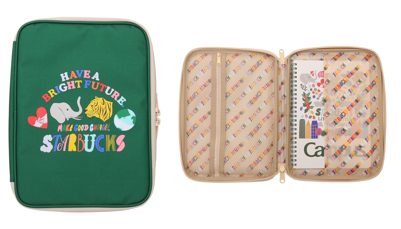 日本星巴克_リサイクルポリエステルステーショナリーポーチ_回收再利用聚酯文具袋