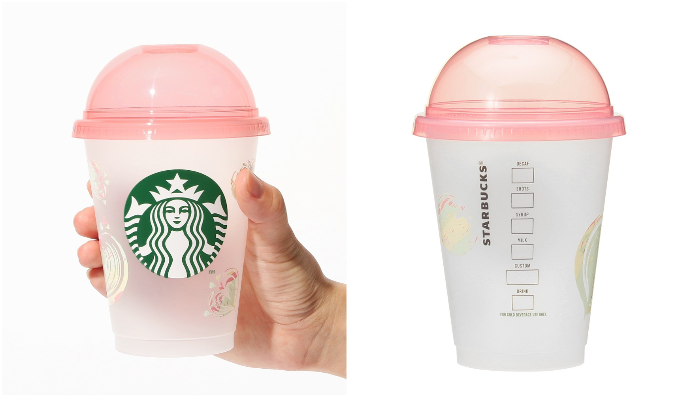 日本星巴克_ドームリッドリユーザブルコールドカップマーブルハート_圓頂可重複使用冷水杯 大理石愛心