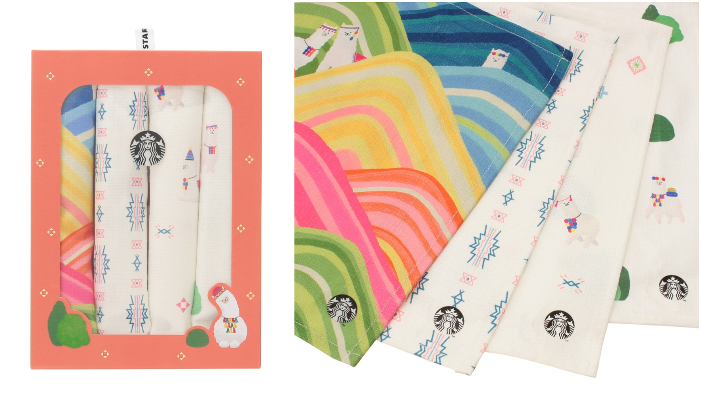 日本星巴克_カフェクロスアルパカ 4 枚セット_咖啡桌墊羊駝 4 枚組