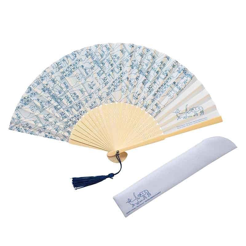 貓咪圖案竹扇