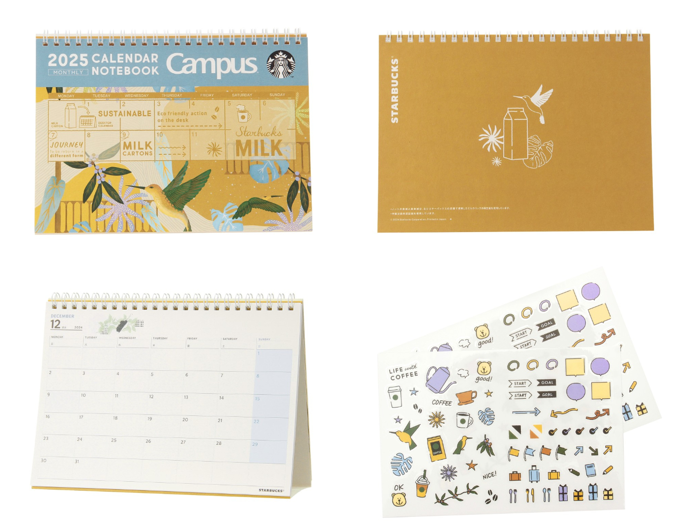日本星巴克_2025 スターバックスキャンパス卓上カレンダーノートライトノートブレンド_ 2025 Starbucks & CAMPUS 桌上型月曆記事本 LIGHTNOTE BLEND