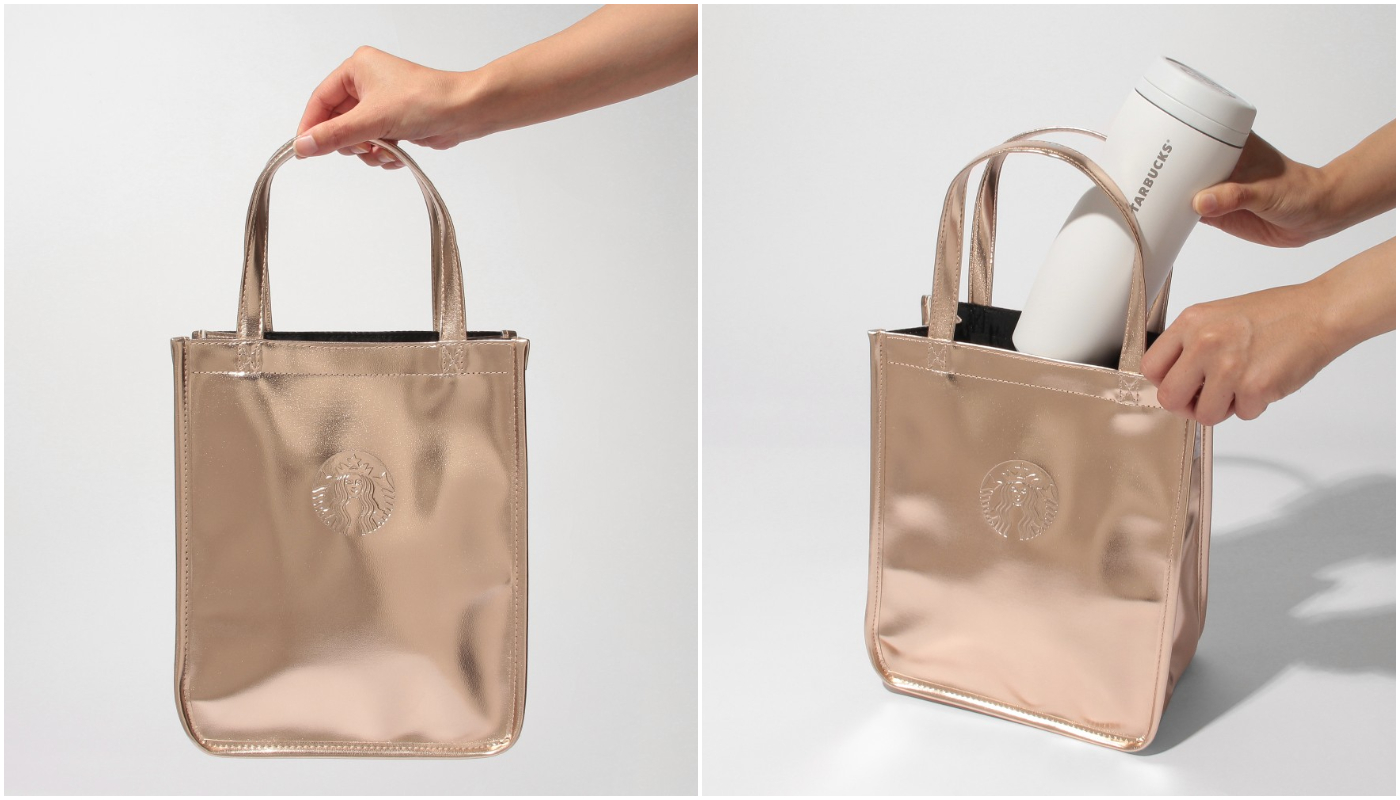 日本星巴克_STARBUCKS_BRIGHT HOLIDAY_ホリデー 2024 ショッパーバッグメタリックゴールド_HOLIDAY 2024 金屬金購物袋