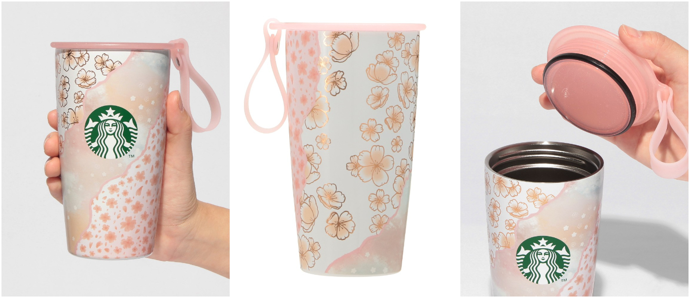日本星巴克_STARBUCKS_sakura daytime_SAKURA2025 SAKURA2025 ストラップカップシェイプステンレスボトルレイヤード/櫻花 2025 帶繩杯型不鏽鋼隨身瓶 多層
