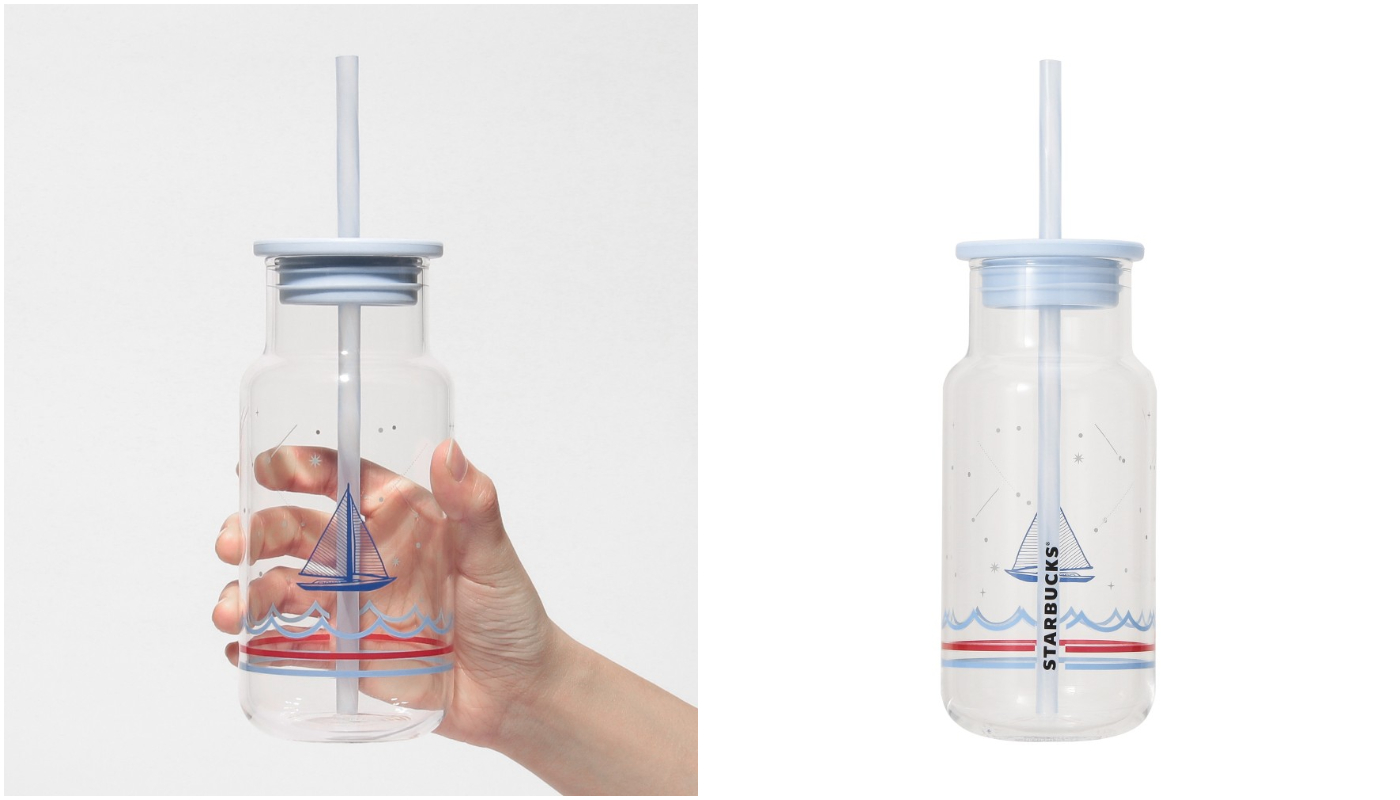 日本星巴克_STARBUCKS_MARINE LOOK_グラスタンブラーマリンボーダー_玻璃隨行杯 MARINE DOT