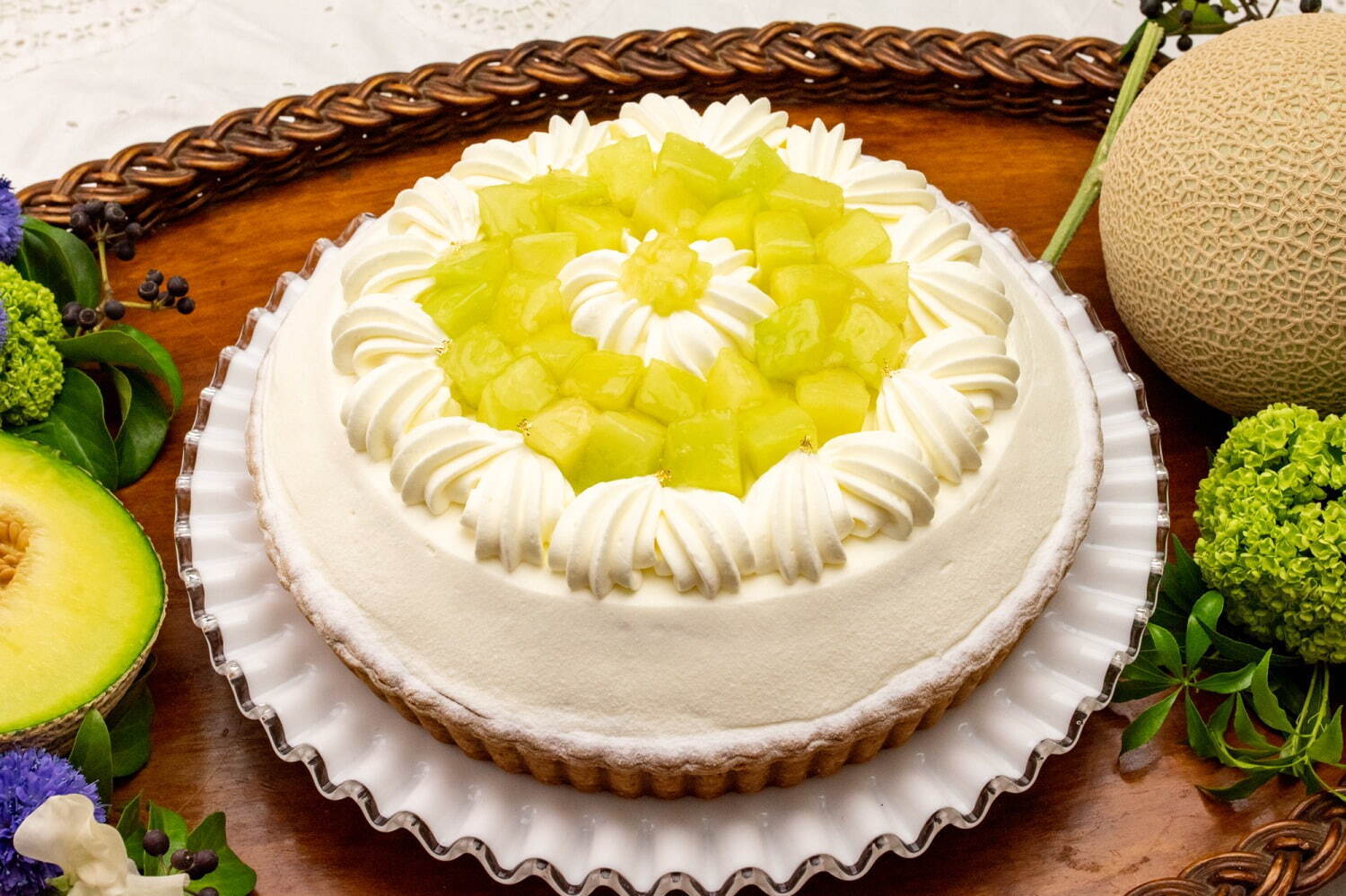 2025年4月_美麗甜點_Qu'il fait bon_Melon Week 2025_特選 静岡県袋井産 クラウンメロンのショートケーキタルト_特選 靜岡縣袋井市產特選皇冠哈蜜瓜蛋糕塔