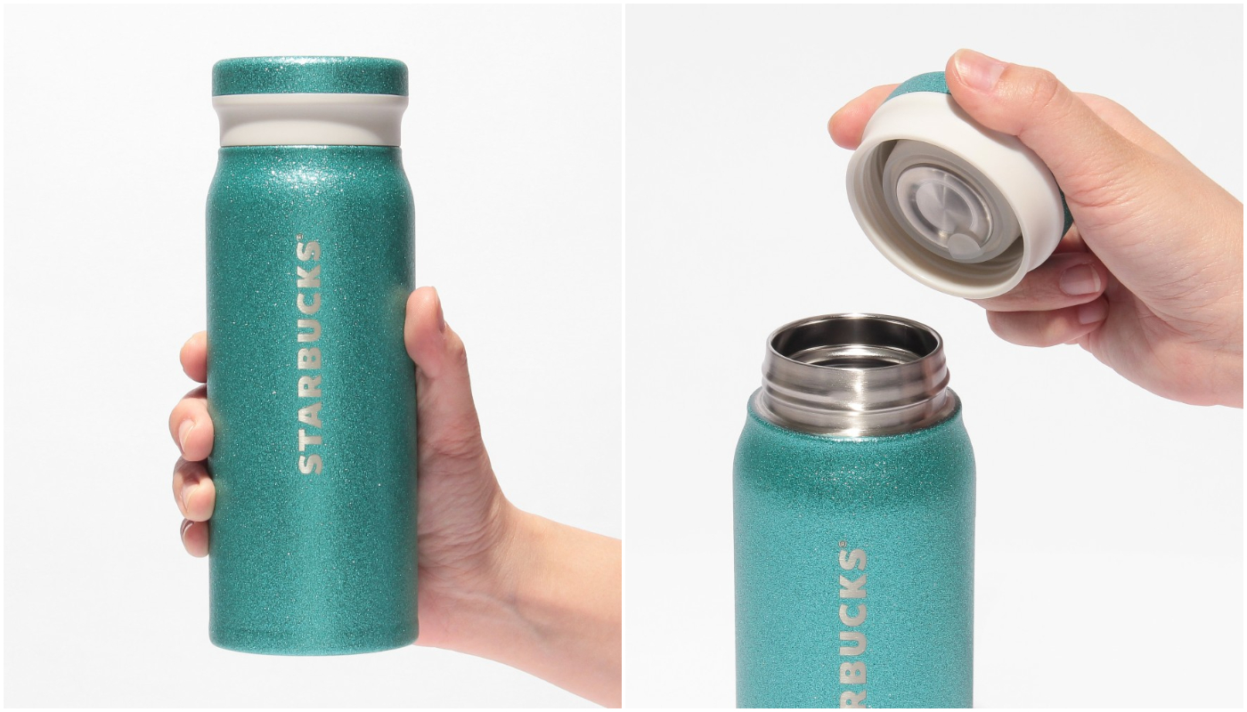 日本星巴克_STARBUCKS_catch the blue breeze_ステンレスボトルグリッターターコイズ_不鏽鋼隨身瓶 閃亮綠松石