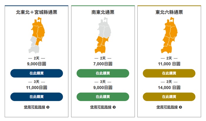 日本東北巴士套票種類