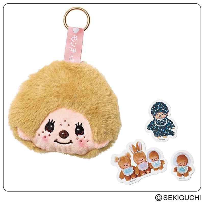 Monchhichi夢奇奇臉部造型收納包＆貼紙組