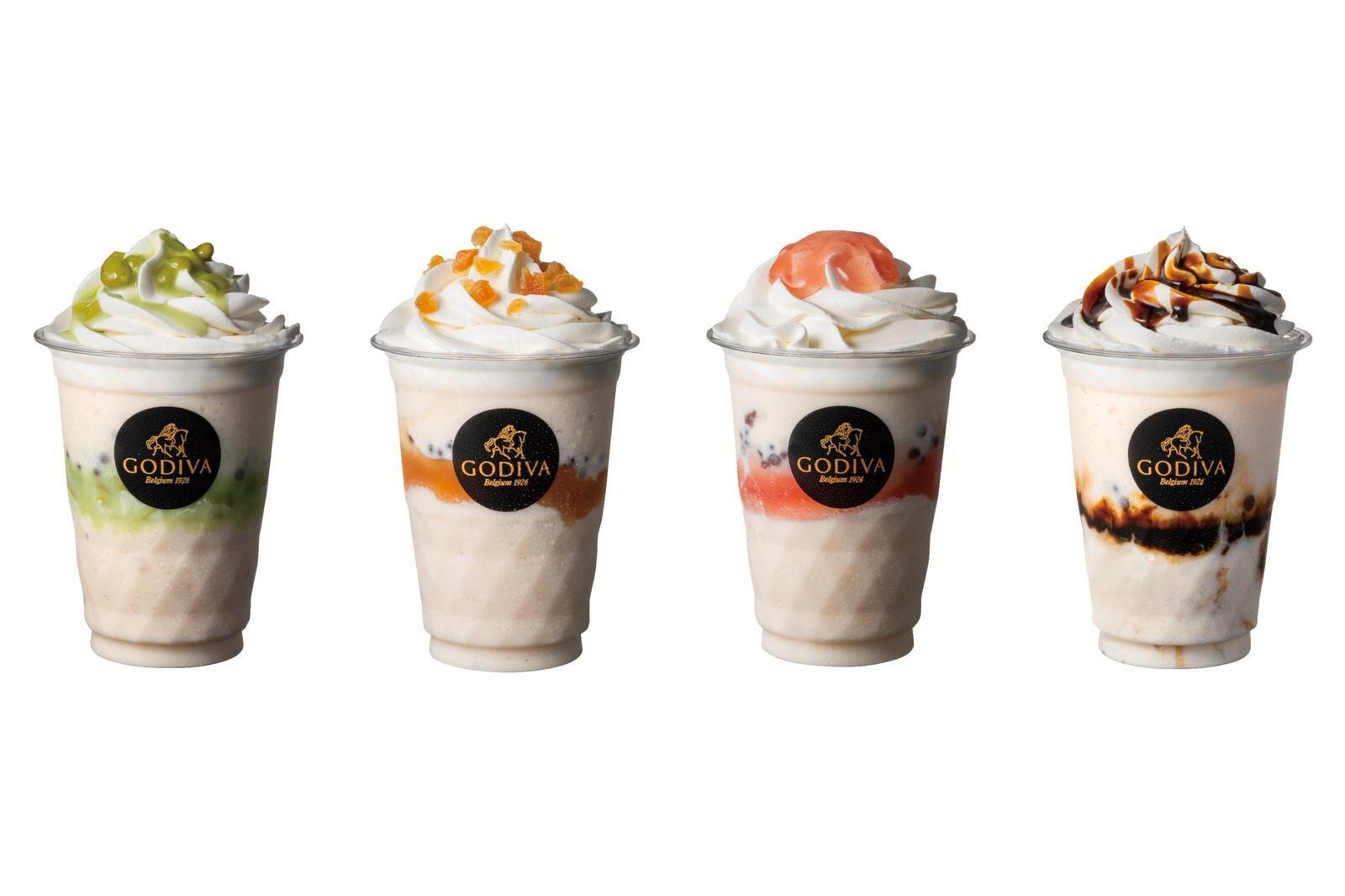 GODIVA 47 巧克力飲 標準尺寸各270ml 各800日圓 由左至右) 宮城、山形、福島、東京