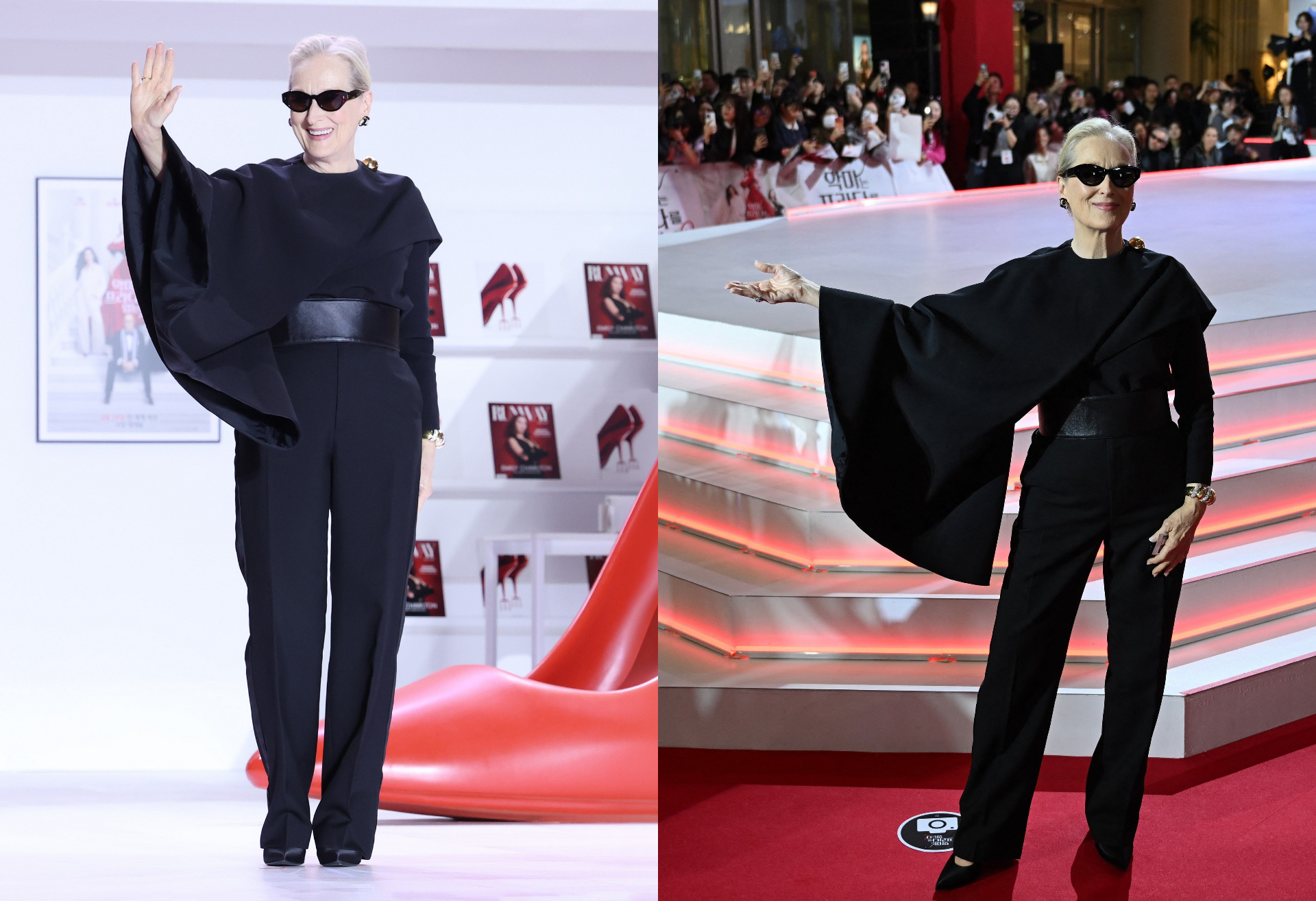 梅莉史翠普這套極簡輪廓完美修身