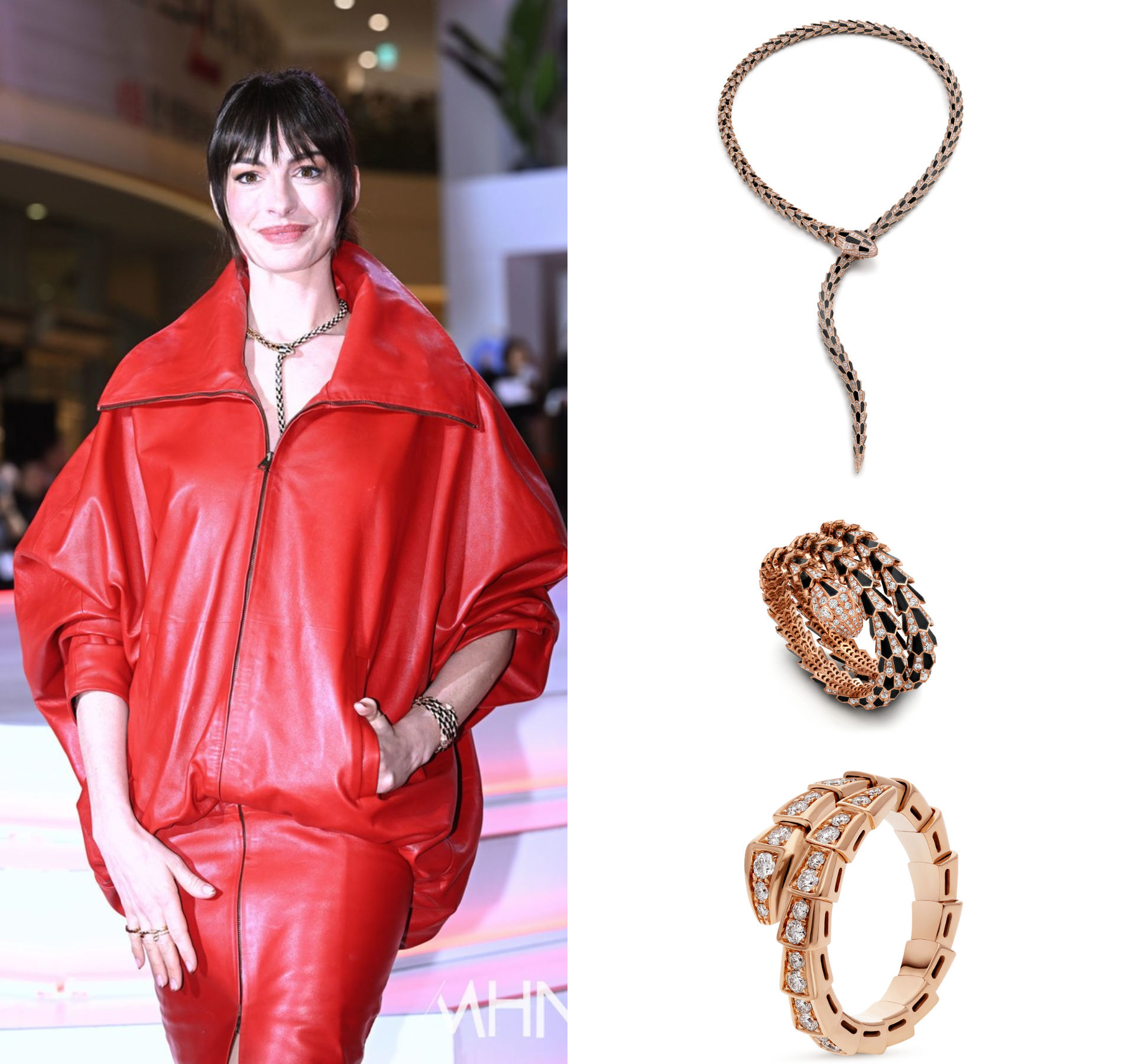 安海瑟薇穿上紅色皮革太帥氣