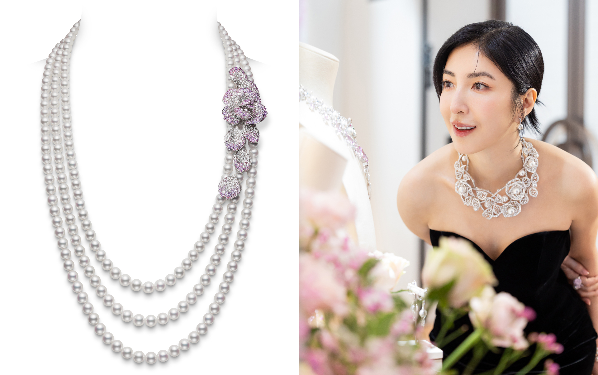 MIKIMOTO頂級珠寶系列-Les P&eacute;tales藍寶石珍珠項鍊