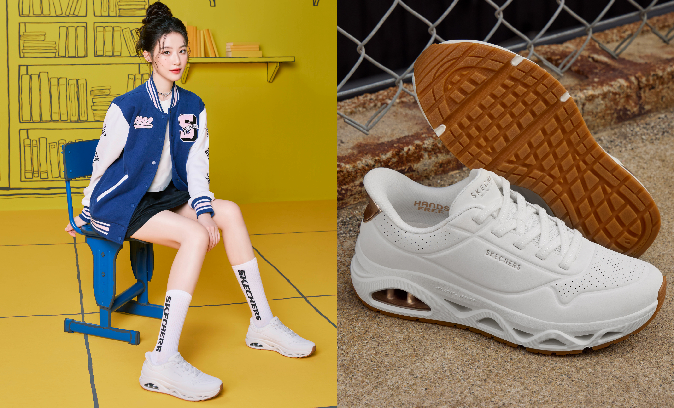 SKECHERS UNO GLIDE-STEP 舒適小白鞋