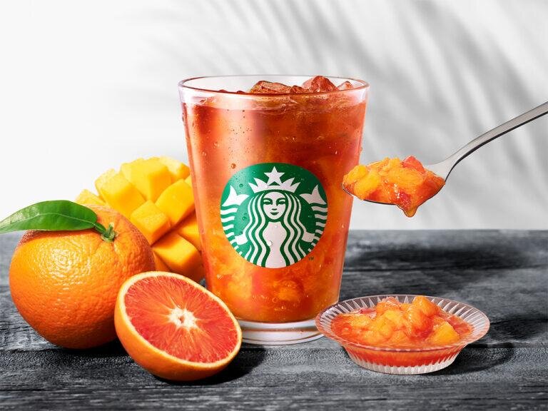 日本星巴克夏季新飲品_Craft Juicy Orange & Mango Tea