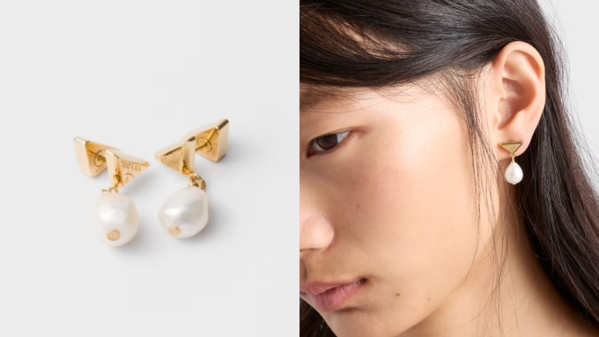 prada珍珠金屬耳環