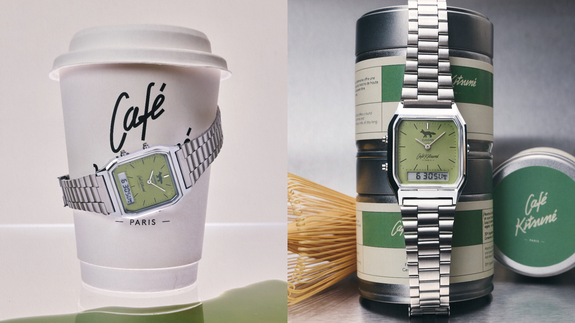 Caf&eacute; Kitsun&eacute; &times; CASIO 復古聯名腕錶／3,600元